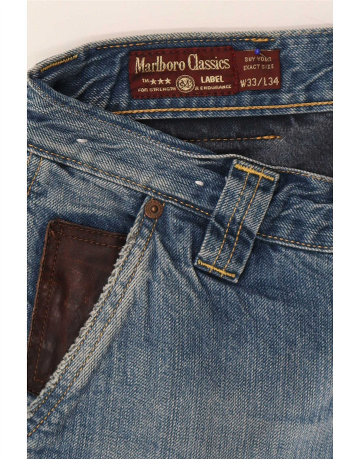 Marlboro Classics Mens Straight Jeans W33 L27 Blue Cotton