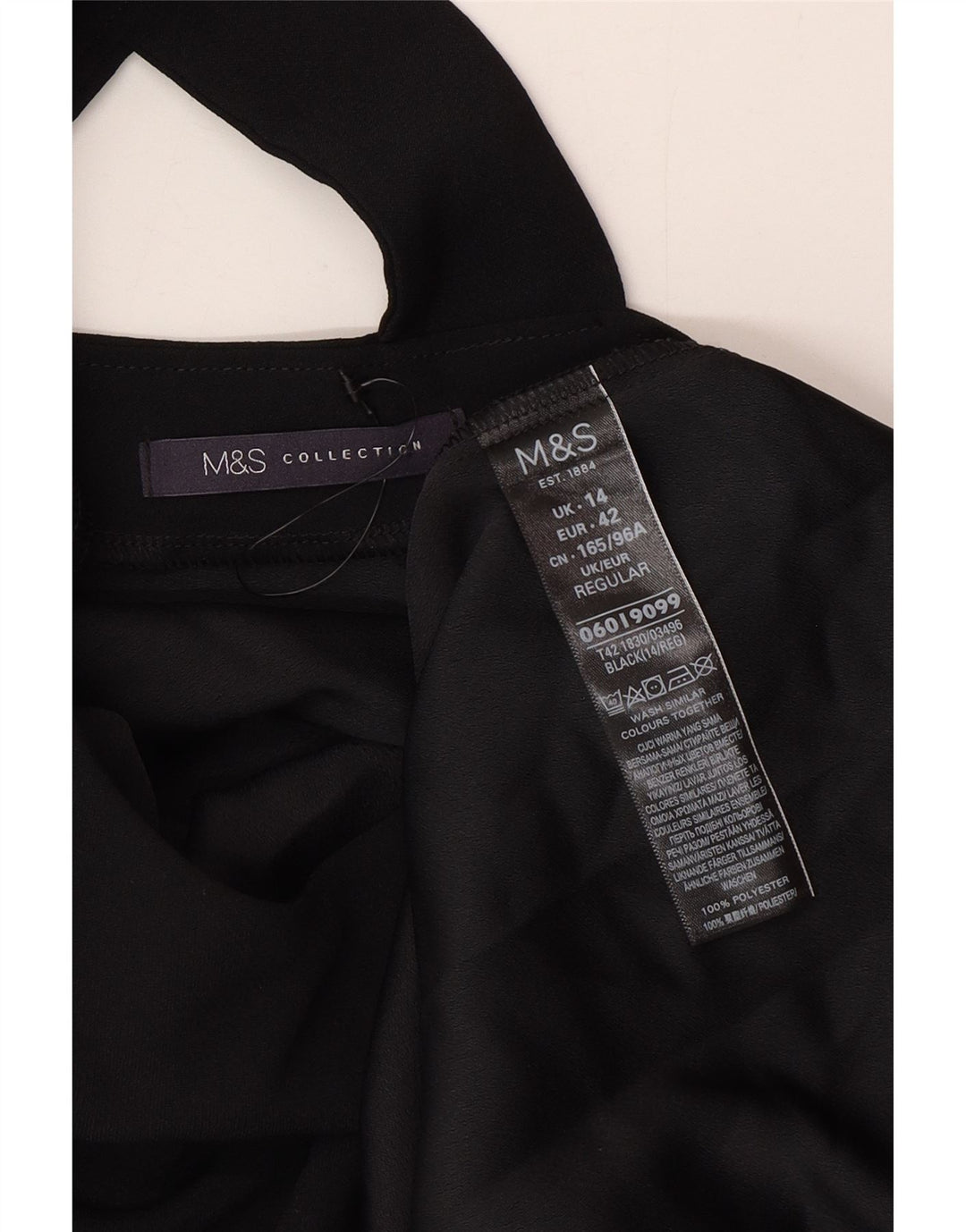 Marks & Spencer Womens 3/4 Sleeve Tent Dress UK 14 Large Black Polyester
