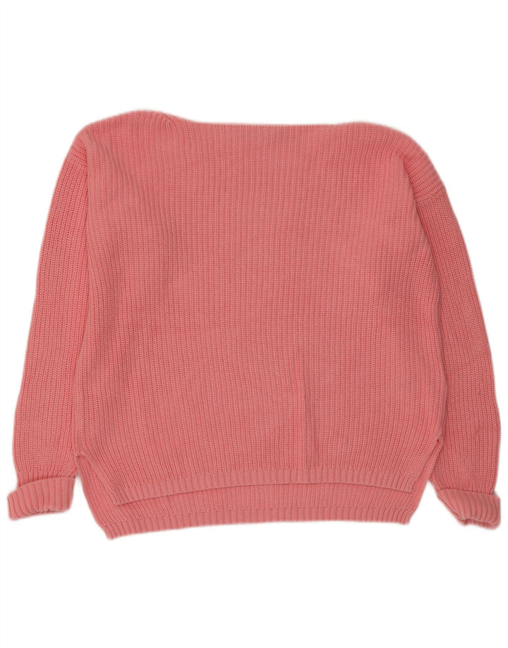 Marks & Spencer Womens Oversized Boat Neck Jumper Sweater UK 10 Small Pink