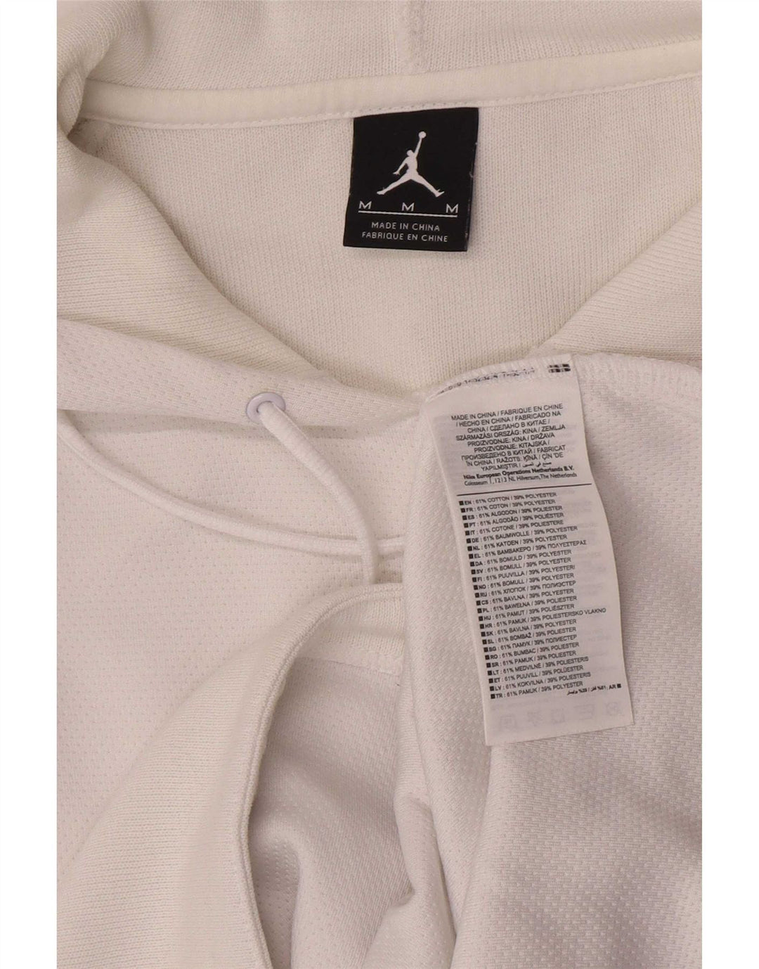 Jordan Mens Hooded T-Shirt Top Medium White Cotton