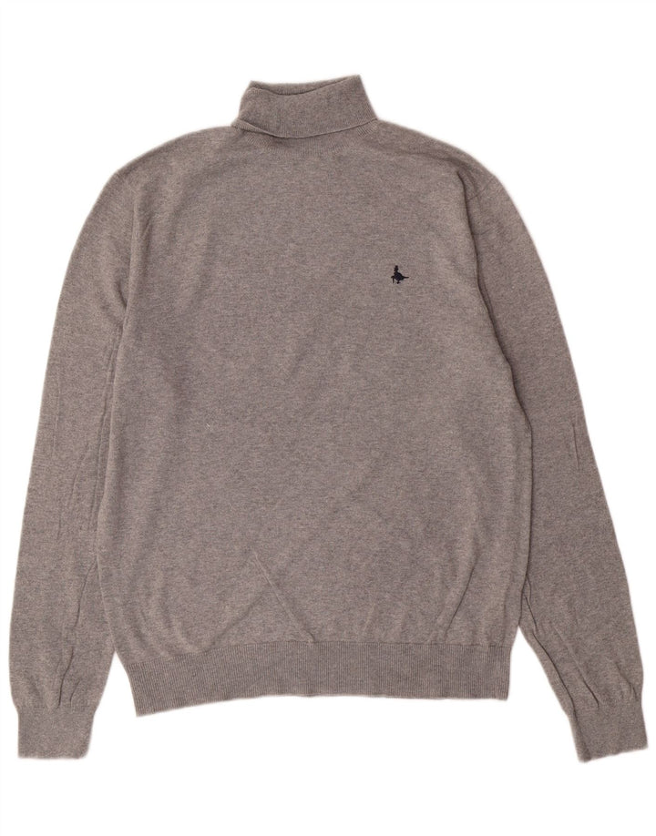JACK WILLS Womens Roll Neck Jumper Sweater UK 16 Large Grey Cotton
