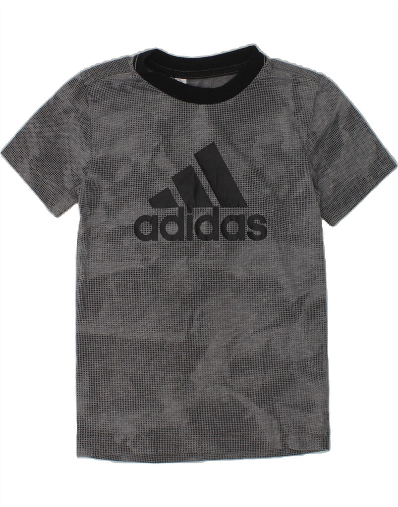 ADIDAS Boys Graphic T-Shirt Top 7-8 Years Grey Camouflage Polyester | Vintage Adidas | Thrift | Second-Hand Adidas | Used Clothing | Messina Hembry 