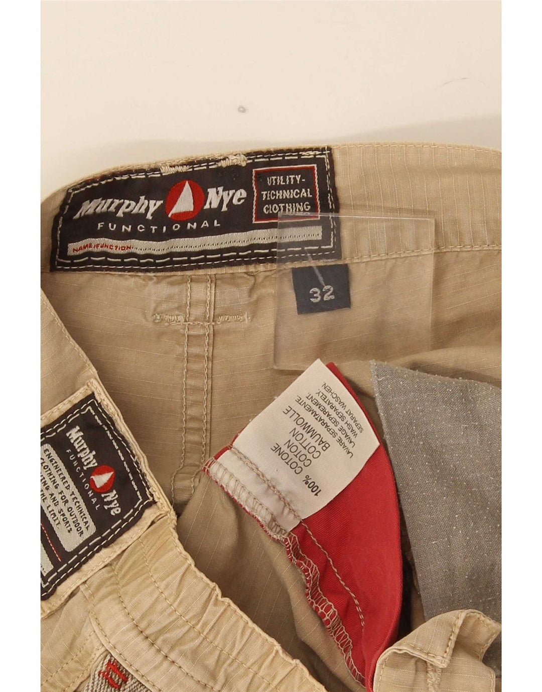 Murphy & Nye Mens Cargo Shorts W32 Medium Beige Cotton