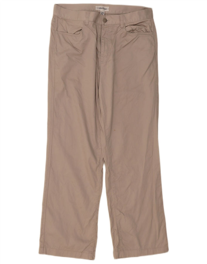 Calvin Klein Mens Straight Casual Trousers W34 L29 Grey Cotton