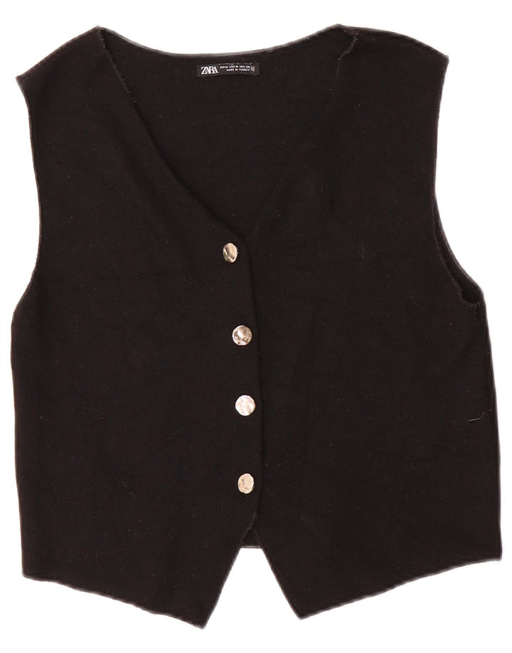 Zara Womens Waistcoat UK 12 Medium Black