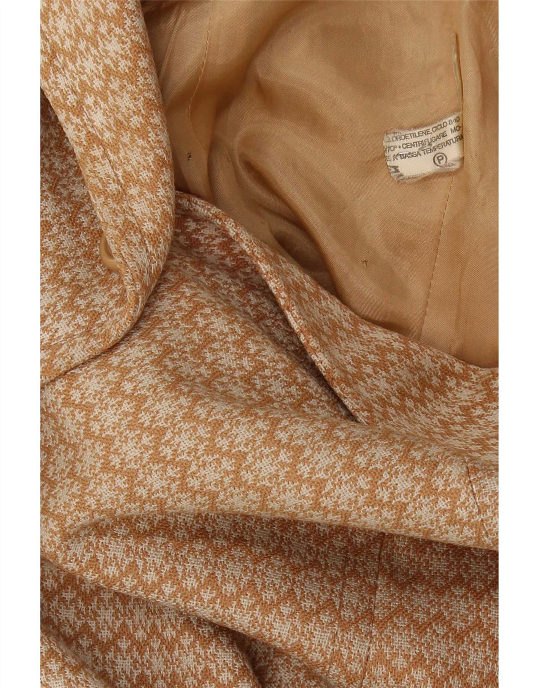 Vintage Womens Overcoat UK 10 Small Beige Geometric