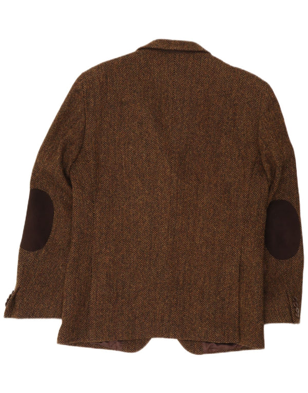 Harris Tweed Mens 2 Button Blazer Jacket IT 50 Large Brown Herringbone