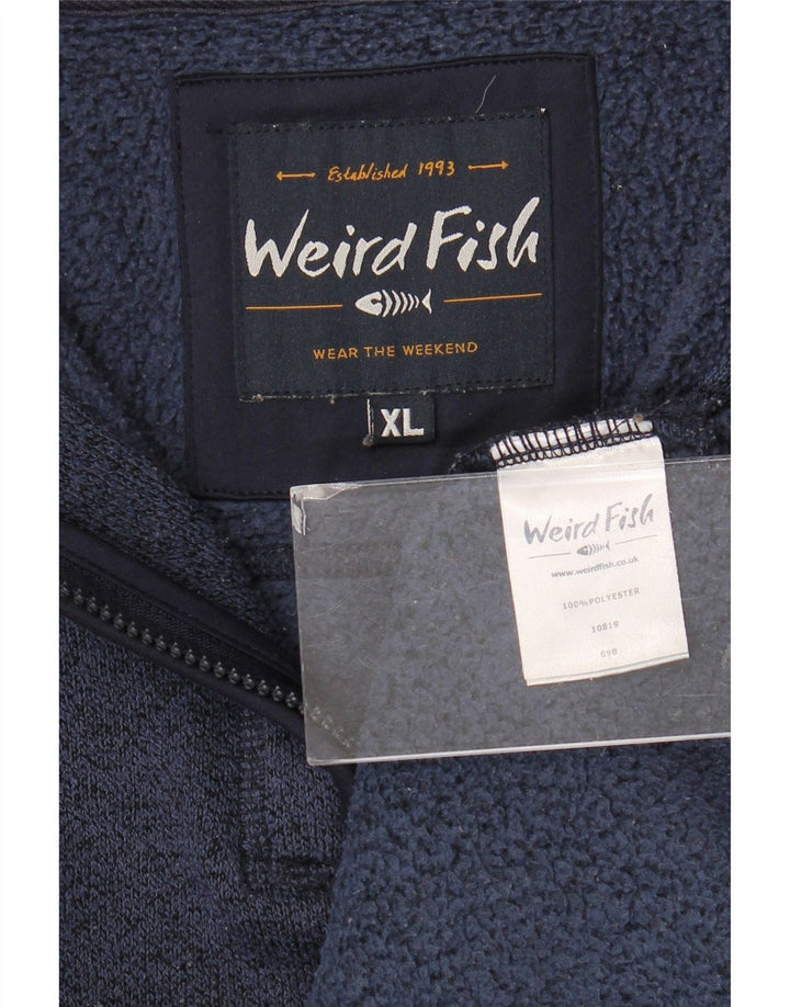Weird Fish Mens Zip Neck Sweatshirt Jumper XL Navy Blue Flecked Polyester