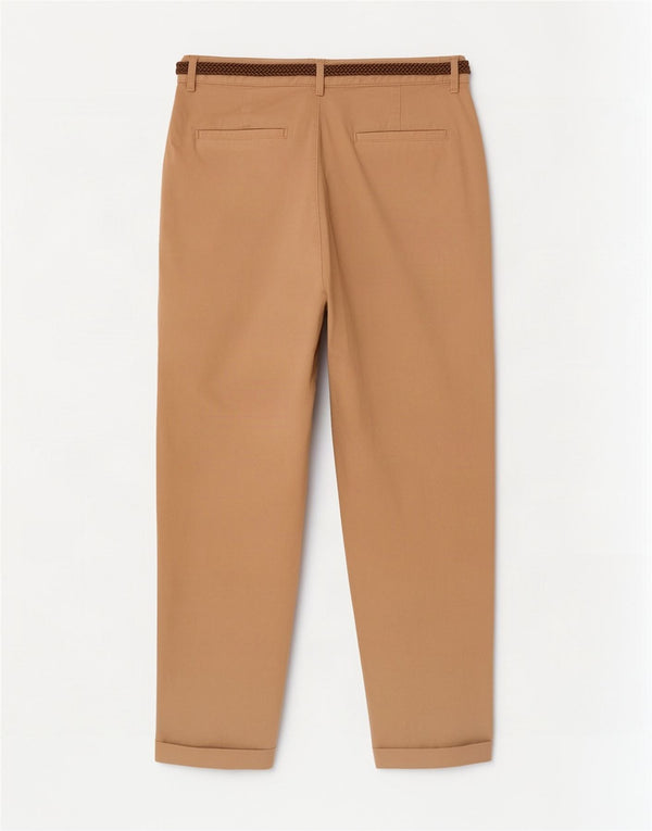 Zara Womens Tapered Cropped Trousers EU 42 Large W32 L26 Beige Cotton