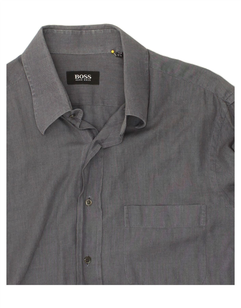 HUGO BOSS Mens Shirt Size 40 15 1/2 Medium Grey Cotton Vintage Hugo Boss and Second-Hand Hugo Boss from Messina Hembry 