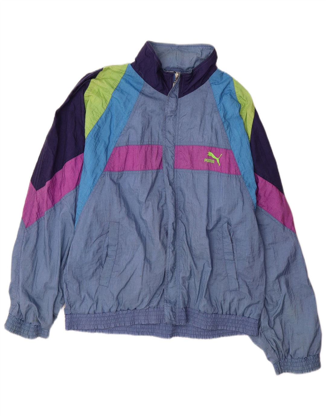 PUMA Mens Tracksuit Top Jacket Medium Blue Colourblock Polyamide