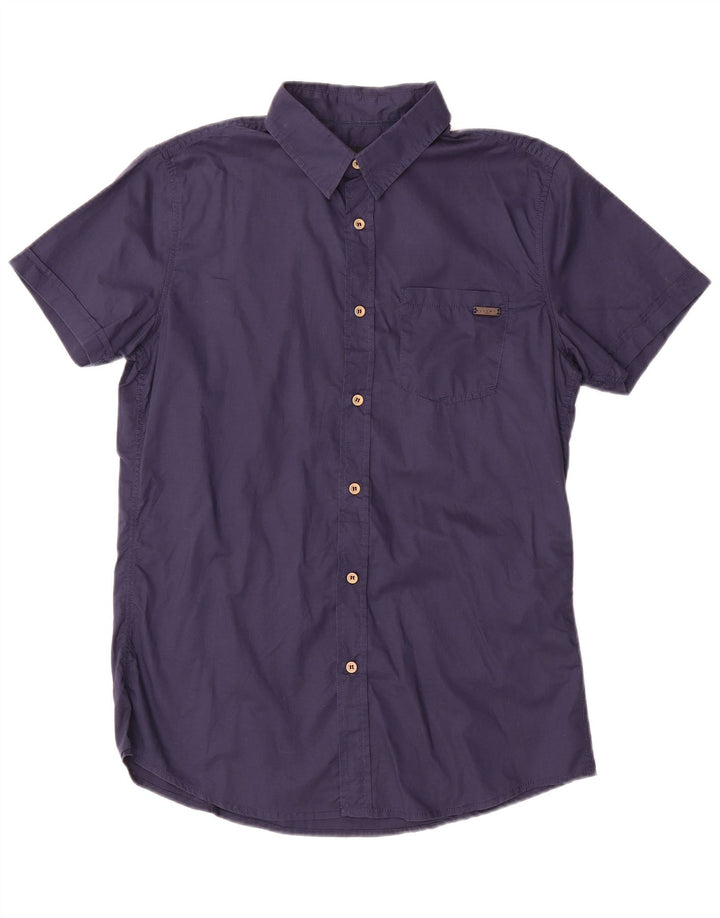 Sisley Mens Short Sleeve Slim Fit Shirt Medium Navy Blue