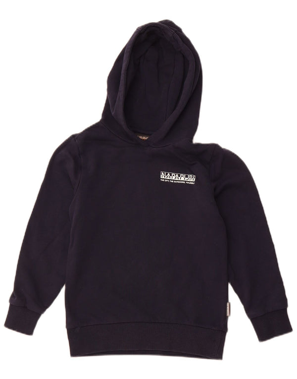 NAPAPIJRI Boys Graphic Hoodie Jumper 7-8 Years Navy Blue Cotton