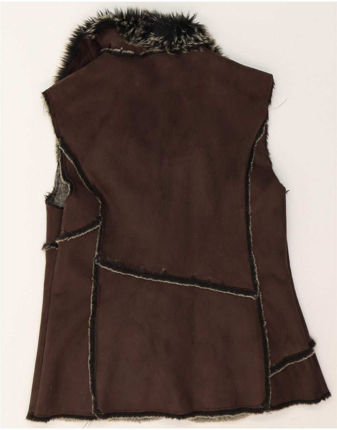 Debenhams Womens Sherpa Gilet UK 12 Medium Brown Polyester