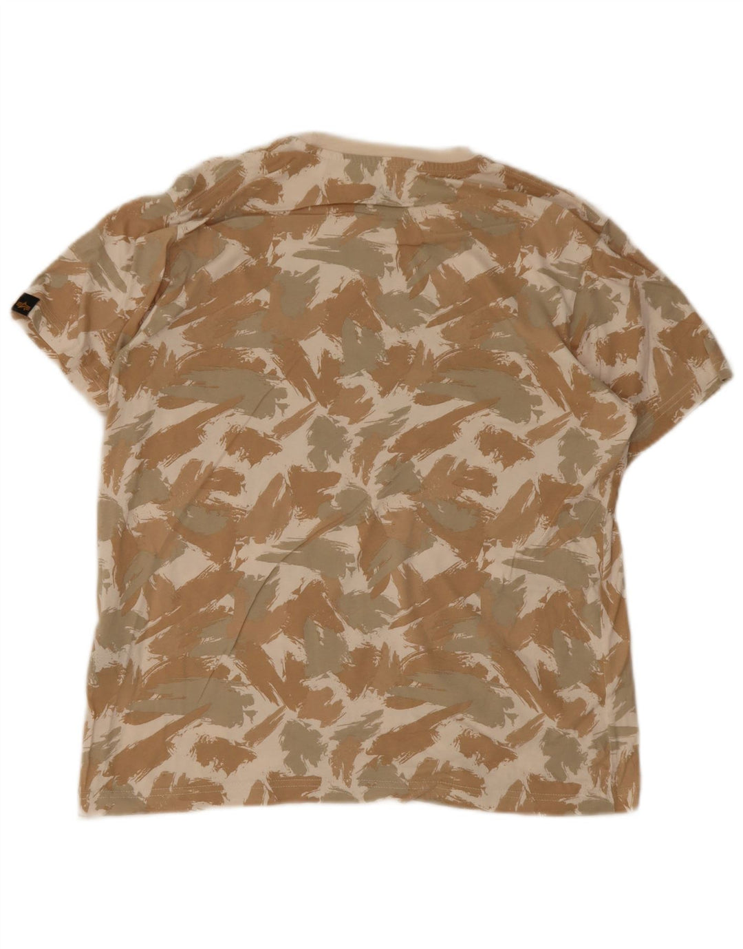Alpha Industries Mens Graphic T-Shirt Top Medium Beige Geometric