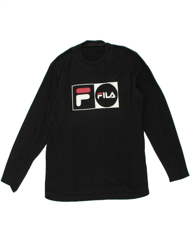 FILA Mens Graphic Top Long Sleeve Large Black Cotton | Vintage Fila | Thrift | Second-Hand Fila | Used Clothing | Messina Hembry 