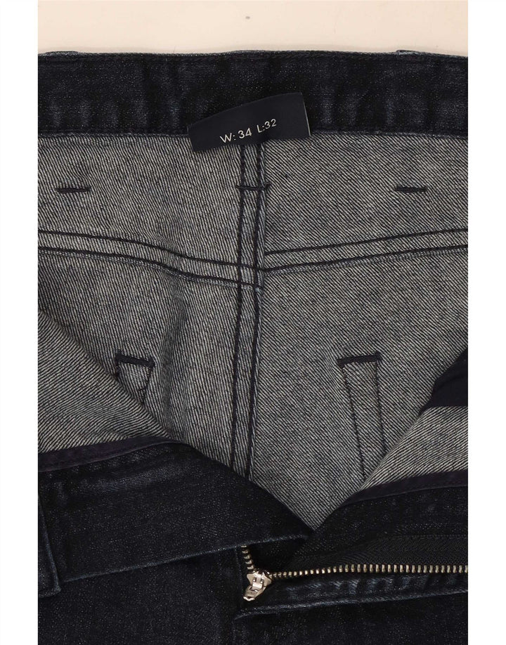 Armani Mens Straight Jeans W34 L32 Navy Blue Cotton