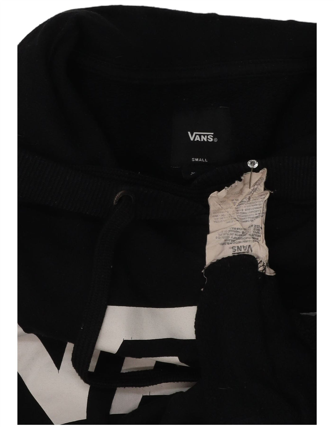 Vans Mens Graphic Hoodie Jumper Small Black Cotton