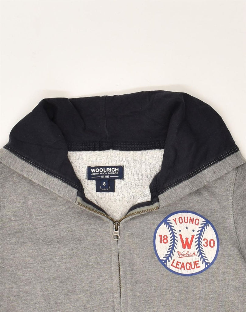 WOOLRICH Boys Zip Hoodie Sweater 7-8 Years Small  Grey Cotton | Vintage Woolrich | Thrift | Second-Hand Woolrich | Used Clothing | Messina Hembry 