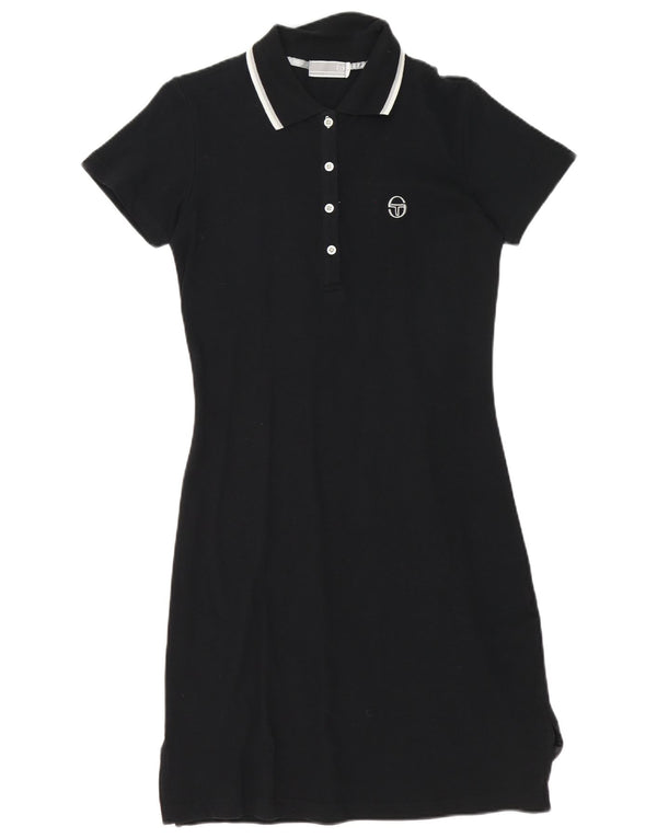 Sergio Tacchini Womens Polo Dress UK 14 Large Black Cotton
