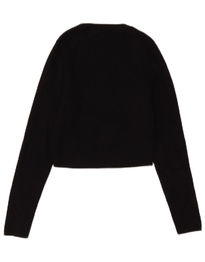 Zara Womens Crop Top Long Sleeve UK 12 Medium Black