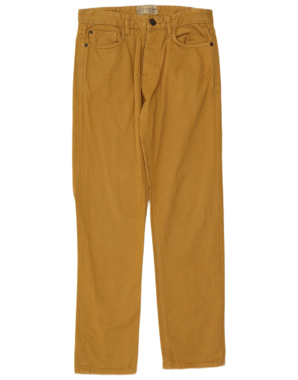 Fat Face Mens Straight Jeans W30 L30 Yellow Cotton