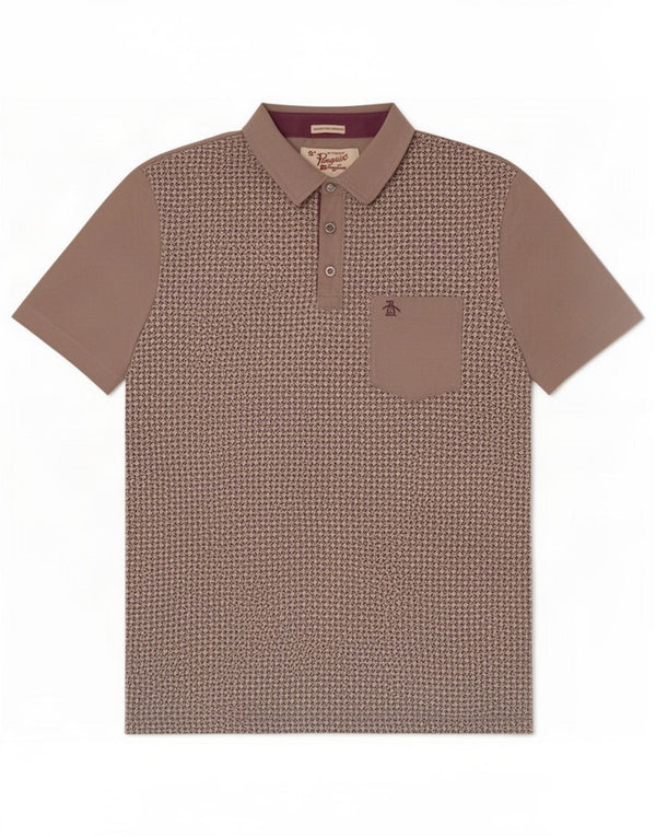 Penguin Mens Heritage Slim Fit Polo Shirt Medium Grey Geometric