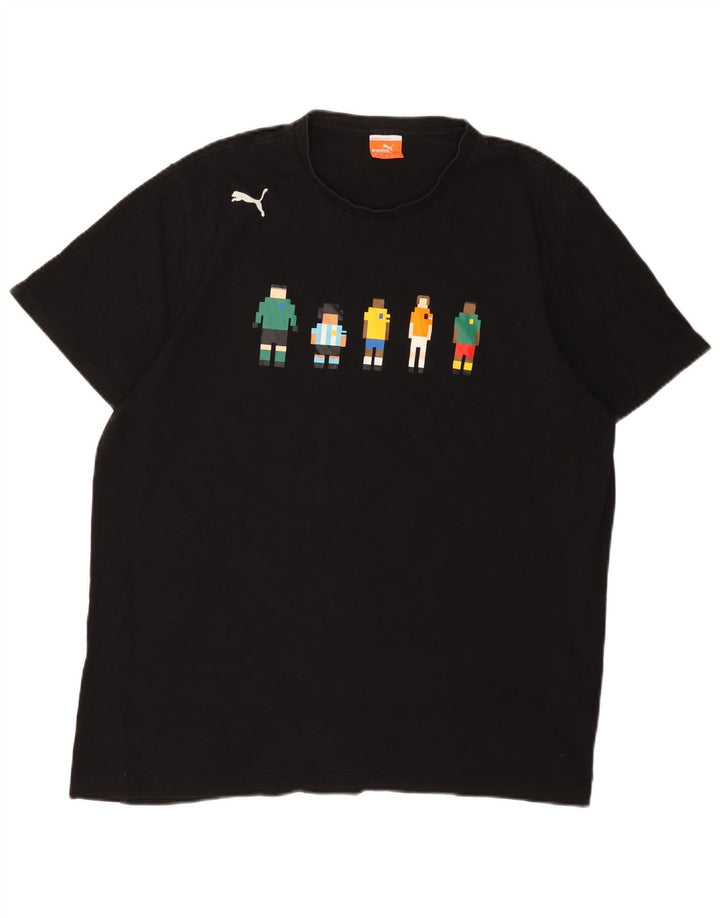 Puma Mens Graphic T-Shirt Top XL Black Cotton