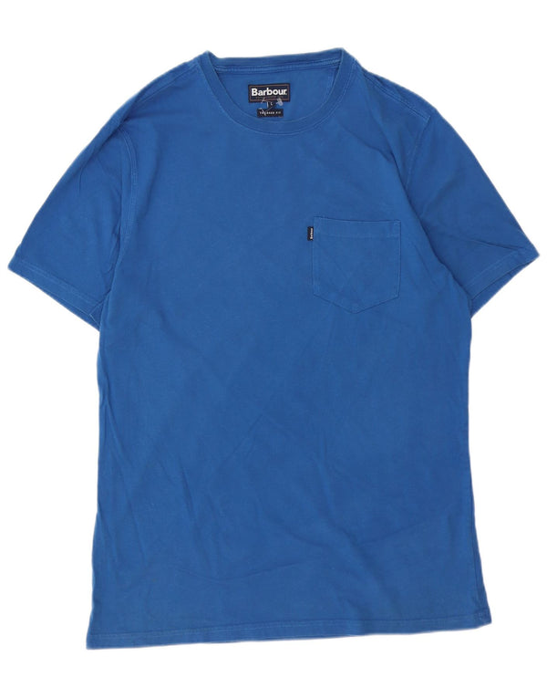BARBOUR Mens Tailored Fit T-Shirt Top Large Blue Cotton