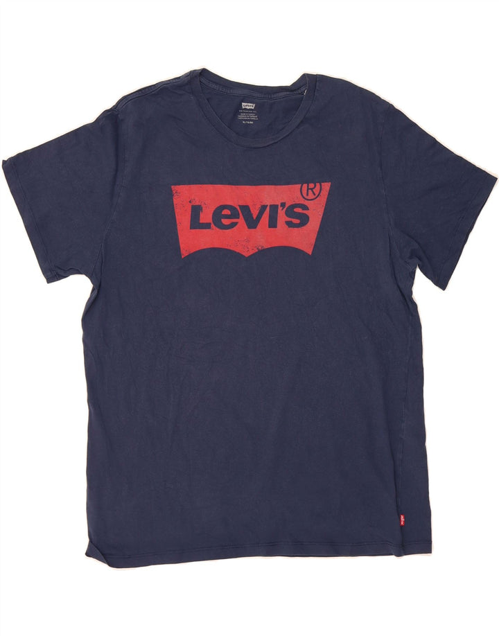 LEVI'S Mens Graphic T-Shirt Top XL Navy Blue Cotton Vintage Levi's and Second-Hand Levi's from Messina Hembry 