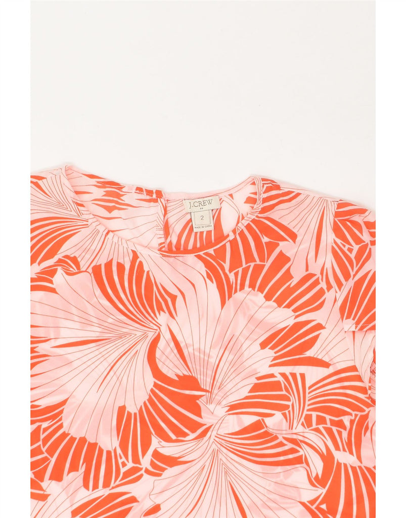 J. CREW Womens Short Sleeve Blouse Top US 2 XS Orange Floral Polyester | Vintage J. Crew | Thrift | Second-Hand J. Crew | Used Clothing | Messina Hembry 