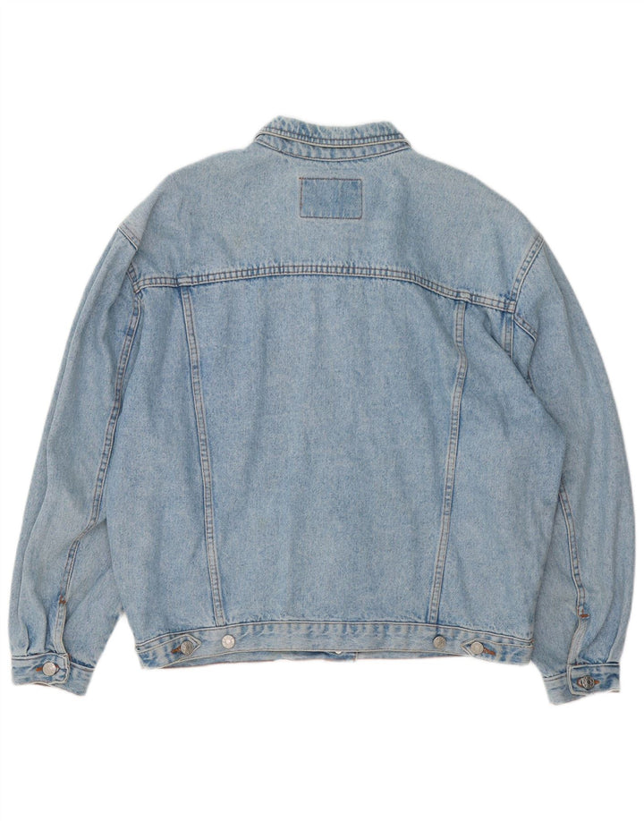 VINTAGE Womens Oversized Denim Jacket UK 16 Large Blue Cotton