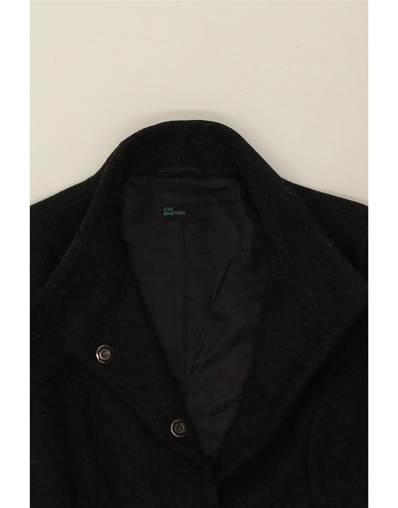 BENETTON Womens Overcoat UK 12 Medium Black | Vintage Benetton | Thrift | Second-Hand Benetton | Used Clothing | Messina Hembry 