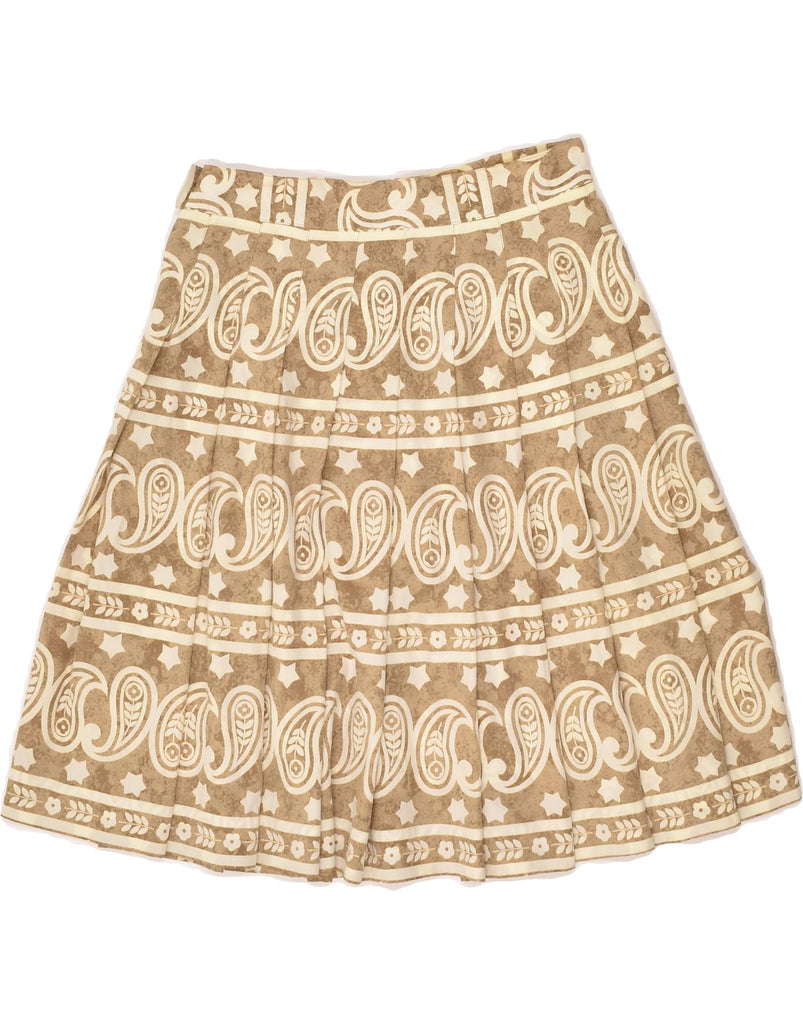 VINTAGE Womens Pleated Skirt W24 XS Beige Paisley | Vintage Vintage | Thrift | Second-Hand Vintage | Used Clothing | Messina Hembry 