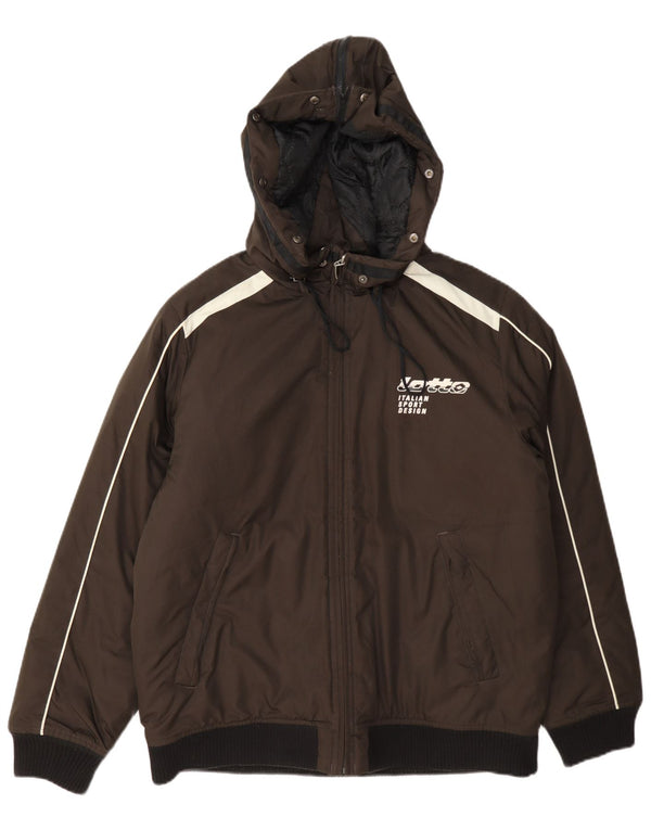 Lotto Boys Graphic Hooded Padded Jacket 15-16 Years XL Brown Colourblock