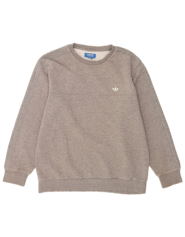 Adidas Mens Sweatshirt Jumper Large Grey Flecked Cotton