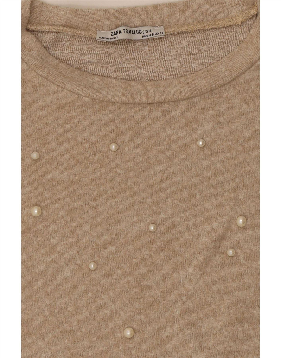 Zara Womens Trafaluc Oversized Blouse Top UK 10 Small Beige Spotted