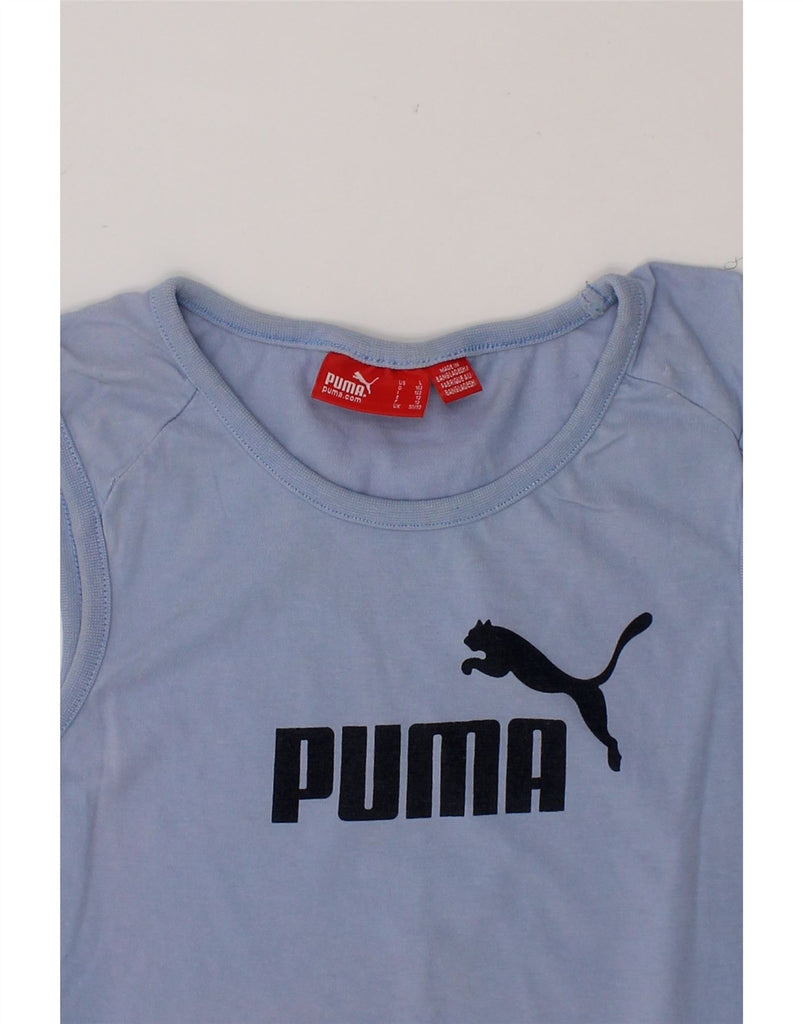 PUMA Girls Graphic Vest Top 11-12 Years Large Blue Vintage Puma and Second-Hand Puma from Messina Hembry 