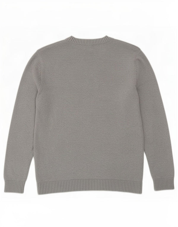 Tommy Hilfiger Womens Boat Neck Jumper Sweater UK 14 Medium Grey Cotton