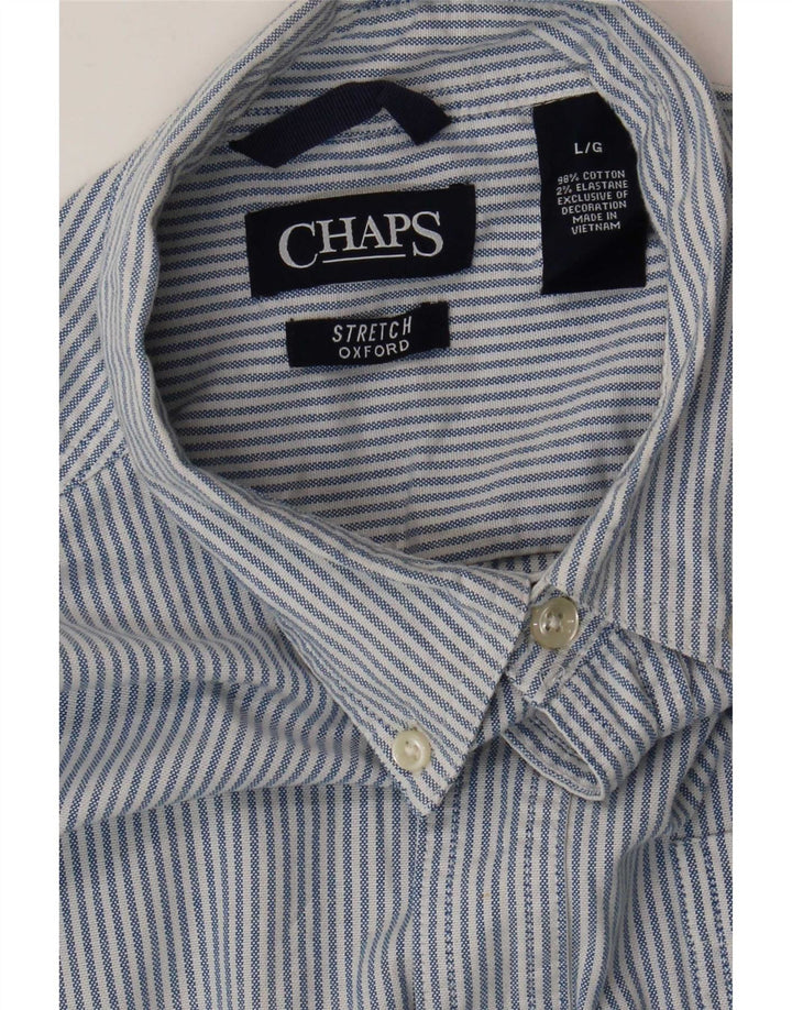 Chaps Mens Shirt Large Blue Pinstripe Cotton