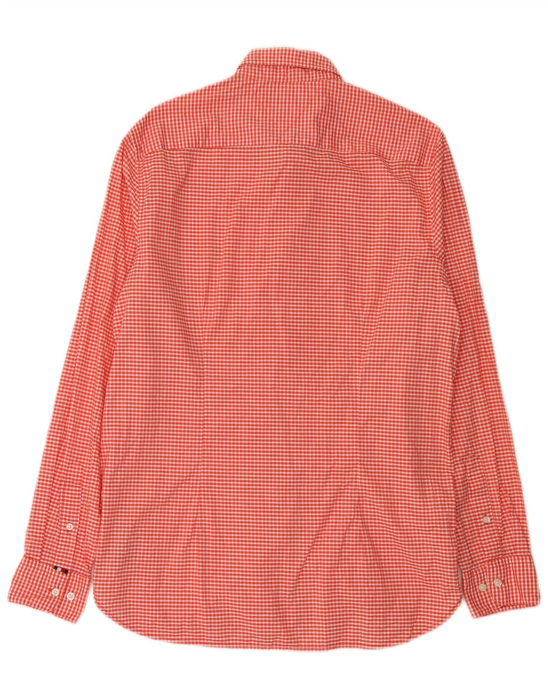 Tommy Hilfiger Mens Slim Fit Shirt Large Red Gingham Cotton