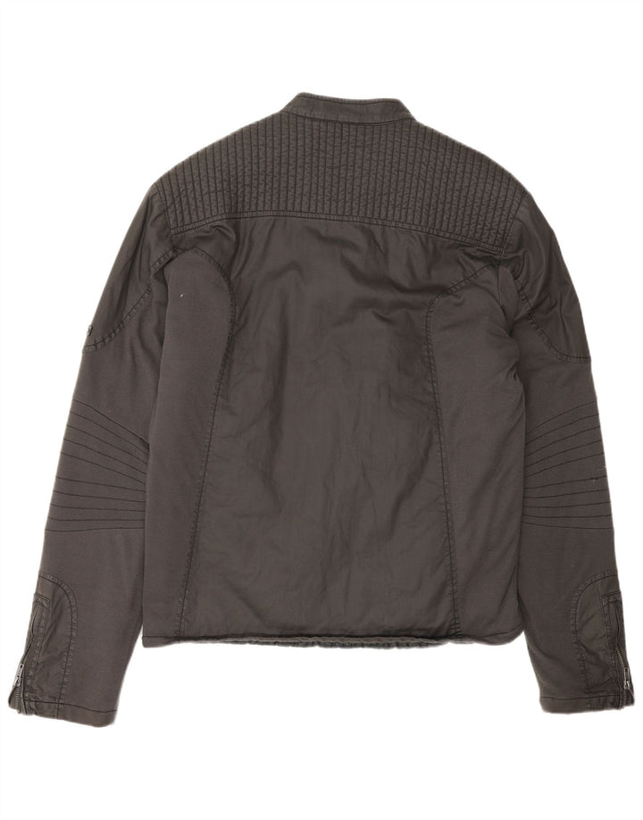 Energie Mens Biker Jacket UK 42 XL Grey Cotton