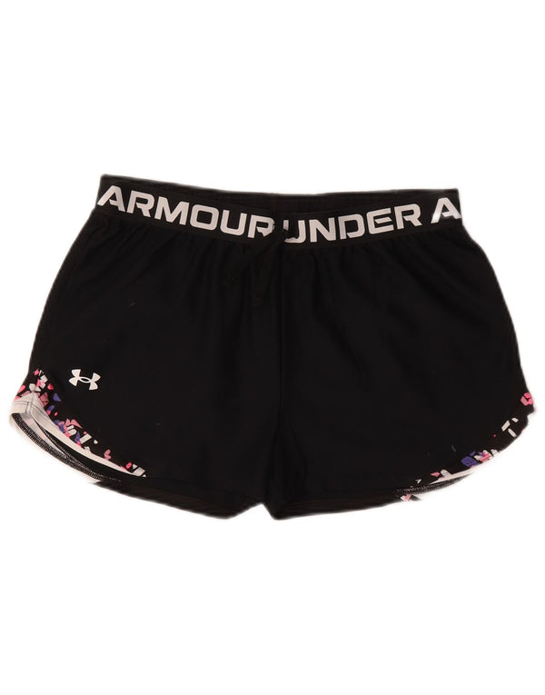 Under Armour Girls Heat Gear Graphic Sport Shorts 13-14 Years XL Black