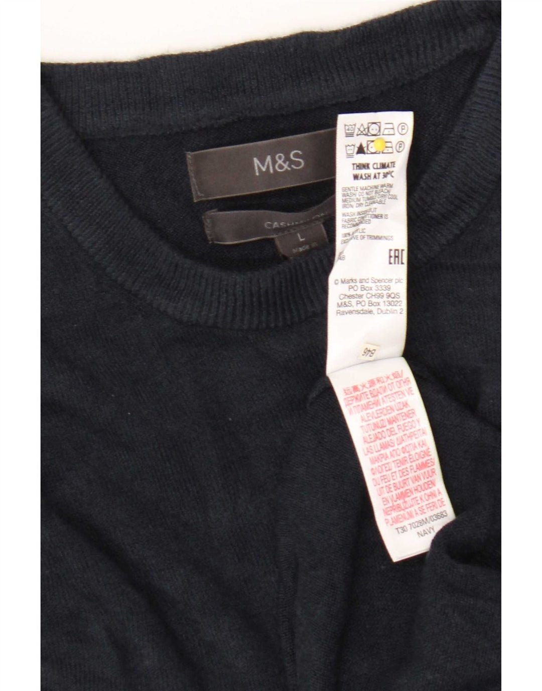 Marks & Spencer Mens Crew Neck Jumper Sweater Large Navy Blue Acrylic