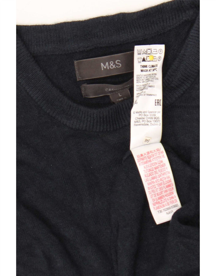 Marks & Spencer Mens Crew Neck Jumper Sweater Large Navy Blue Acrylic