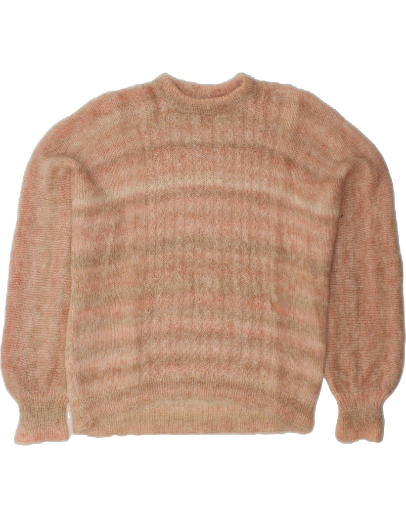 VINTAGE Womens Crew Neck Jumper Sweater UK 20 2XL Pink Striped Vintage Vintage and Second-Hand Vintage from Messina Hembry 