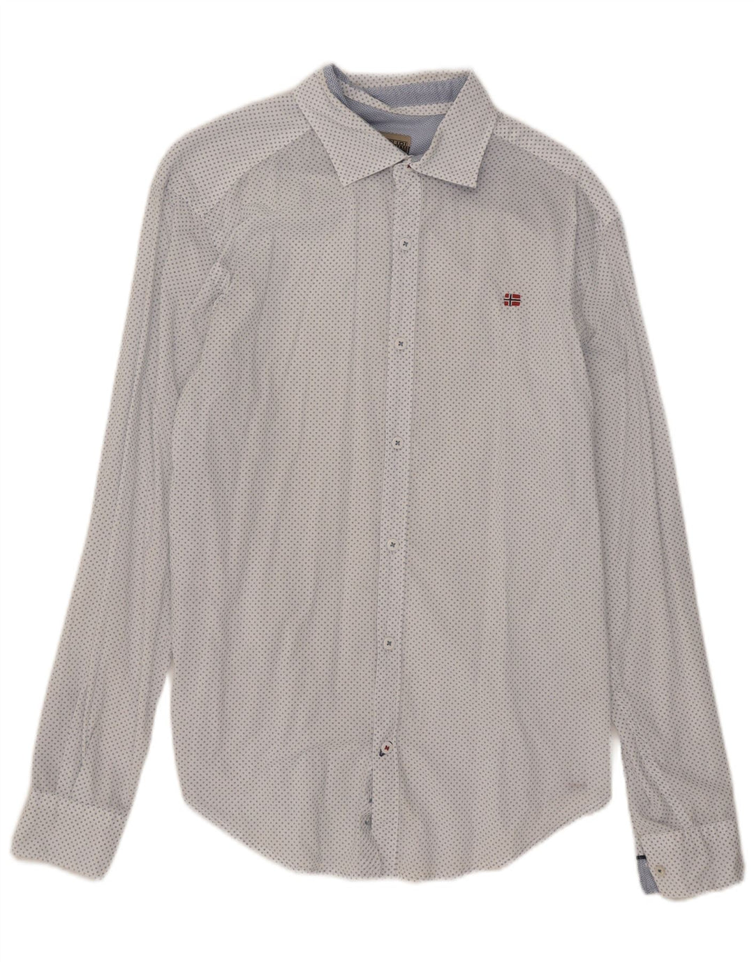 Napapijri Mens Slim Fit Shirt Medium White Spotted