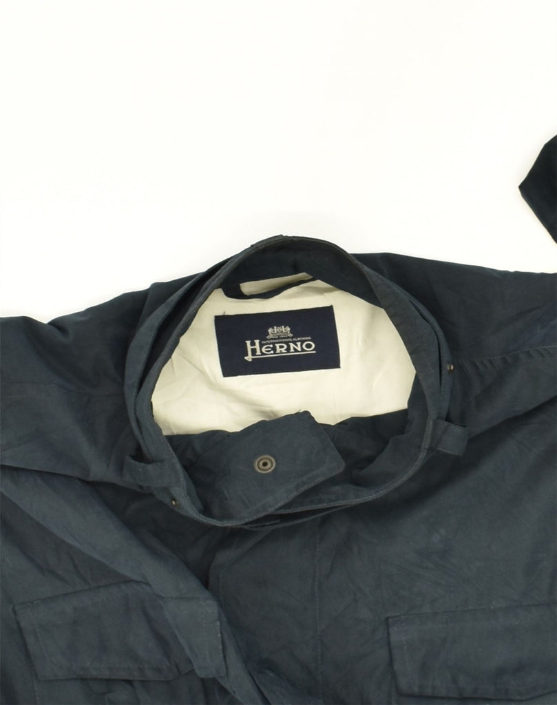 HERNO Mens Utility Jacket UK 44 2XL Navy Blue Polyester | Vintage Herno | Thrift | Second-Hand Herno | Used Clothing | Messina Hembry 