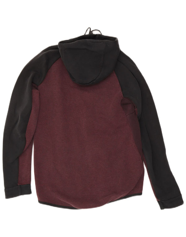 Nike Mens Zip Hoodie Sweater Small Burgundy Colourblock Cotton