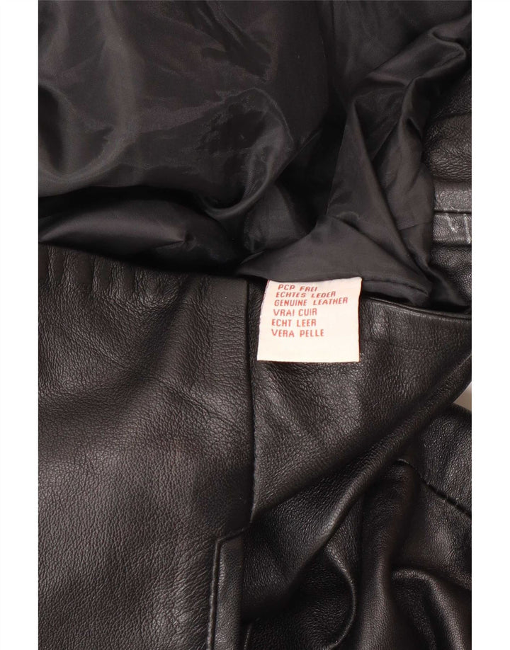 Vintage Womens Leather Blazer Jacket EU 40 Medium Black Leather
